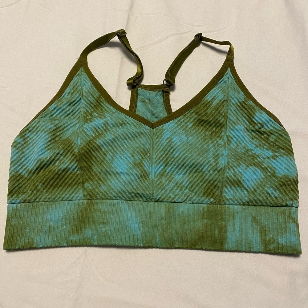 💚 Victorias secret Pink Active Sports Bra Tie Dyed Blue and shades of green- LG